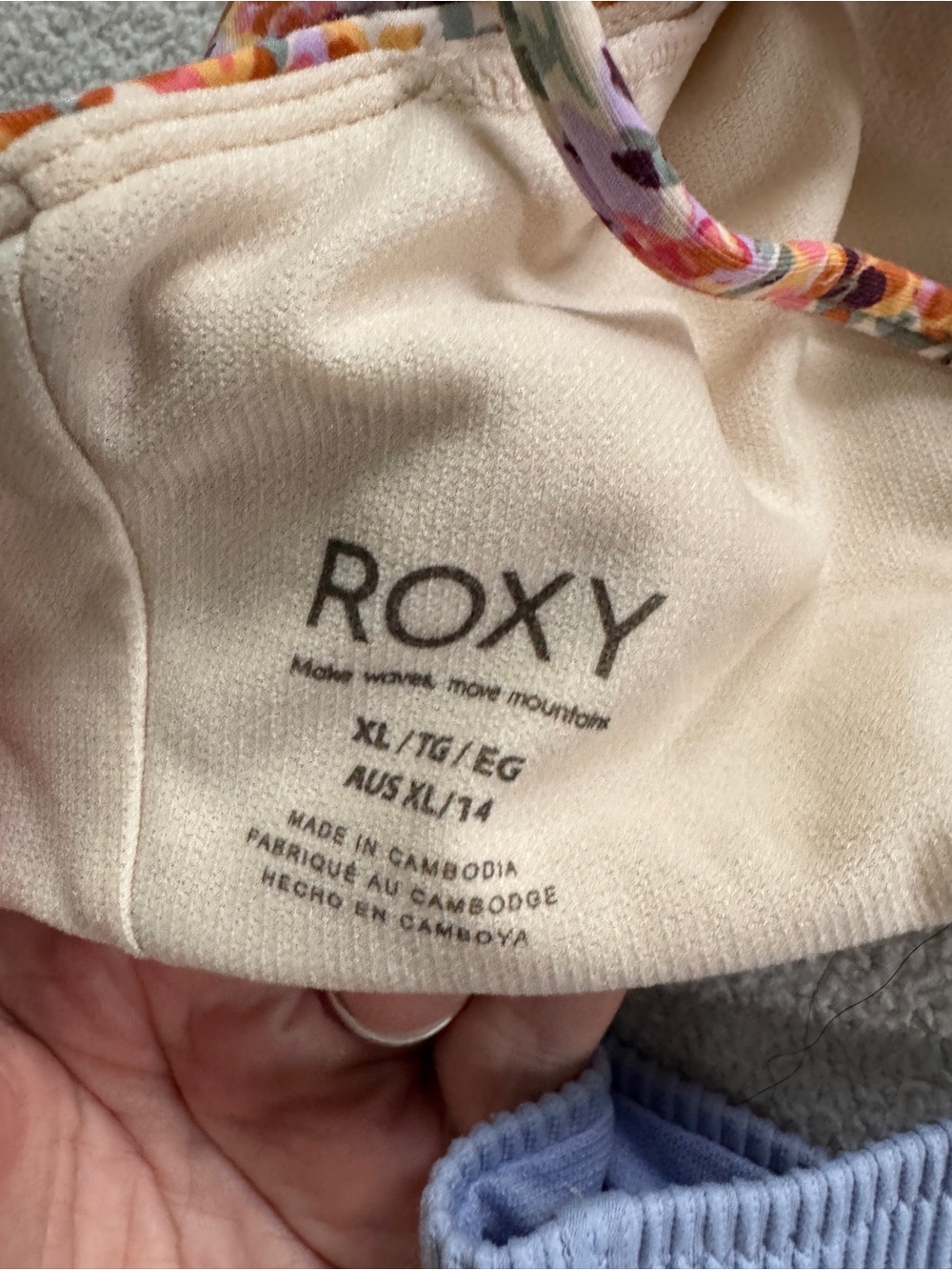 Roxy sz XL Floral Print Bikini Top & Light Periwinkle Ribbed Bottoms - Picture 5 of 5